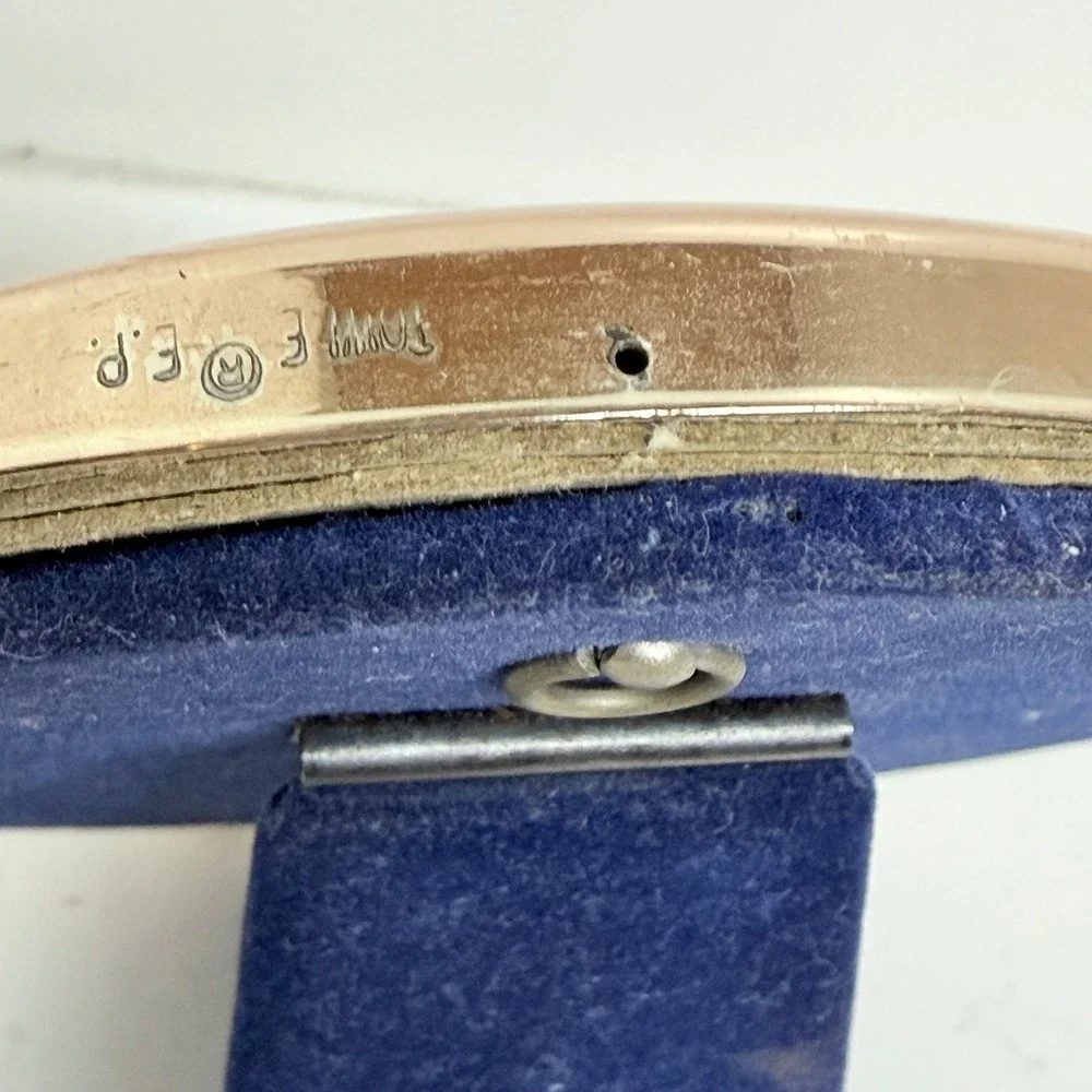 Vtg Towle EP Rose Gold Tone Oval Picture Frame‎ Black Velvet Back 4.5 x 5.5
